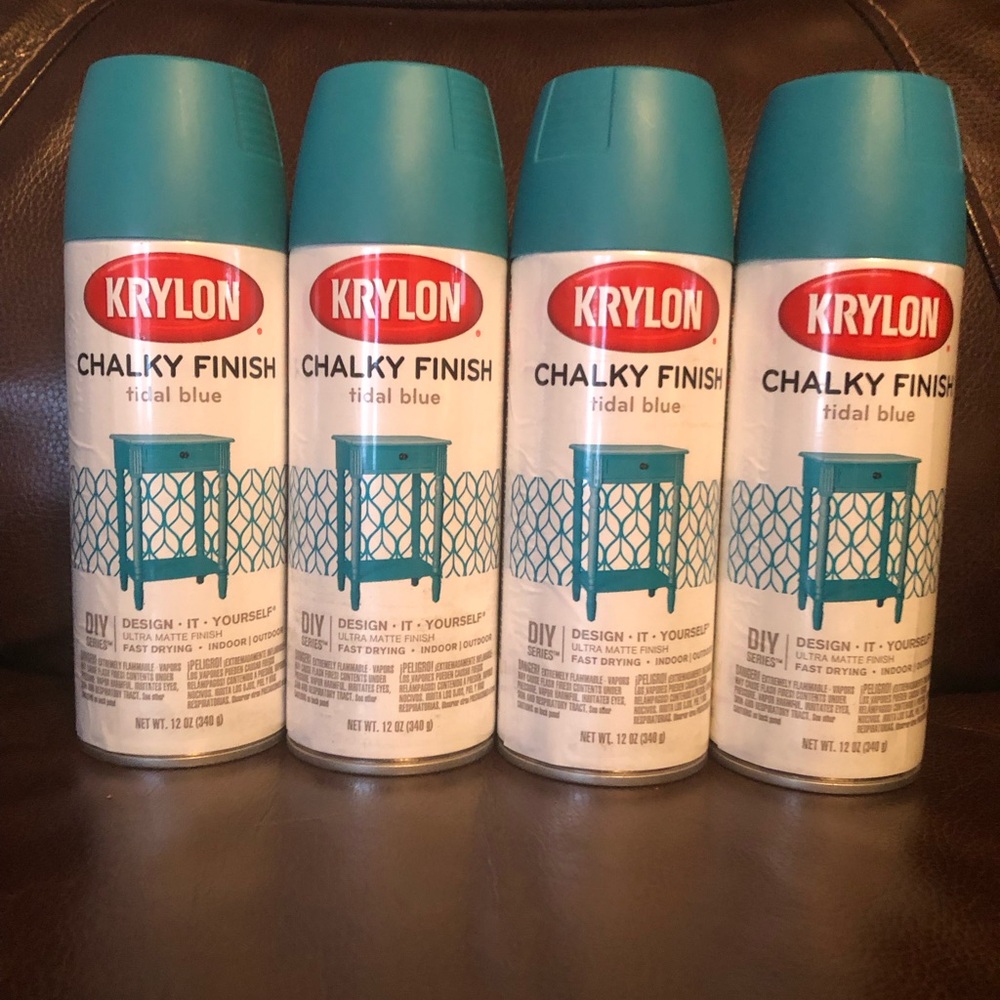 4 New cans Krylon chalky finish spray paint. Tidal Blue
